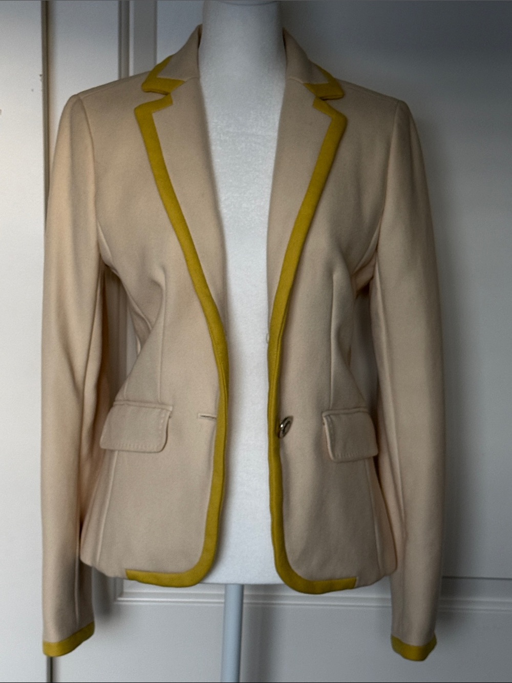 J. Crew Cream Blazer with Mustard Trim Size S